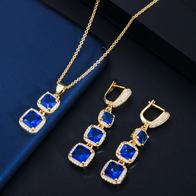 CWWZircons Elegant Square Royal Blue Cubic Zirconia Dangle Drop Earrings Pendant Necklace Ladies Costume Jewelry Sets T354
CWWZircons Elegant Square Royal Blue Cubic Zirconia Dangle Drop Earrings Pendant Necklace Ladies Costume Jewelry Sets T354