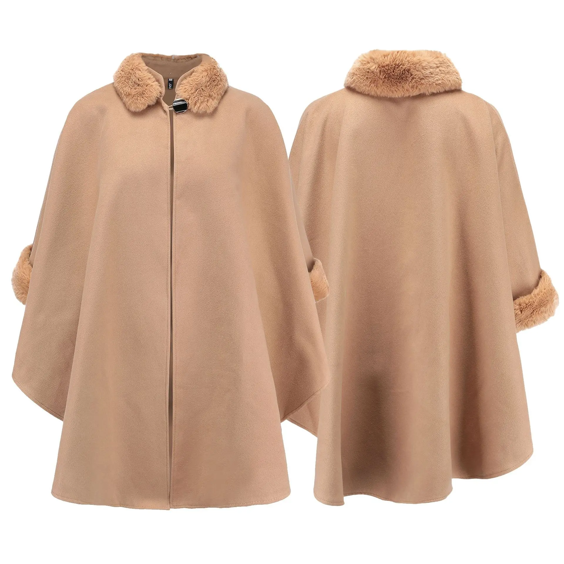 Pop Women Pop Cape Faux Fur Collar Loose Solid Simple Cloaks Casual Long Sleeve Windproof Female Winter Capes Coats
Pop Women Pop Cape Faux Fur Collar Loose Solid Simple Cloaks Casual Long Sleeve Windproof Female Winter Capes Coats