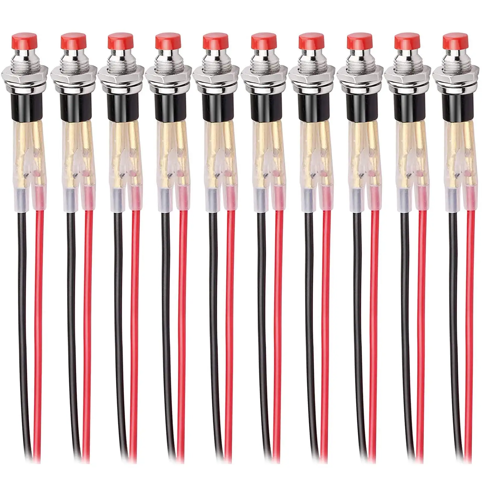 5Pcs Momentary Mini Push Button Switch 1A 250V AC 2 Pin SPST NO (Normally Open) with Line PBS-110-X-R
5Pcs Momentary Mini Push Button Switch 1A 250V AC 2 Pin SPST NO (Normally Open) with Line PBS-110-X-R
