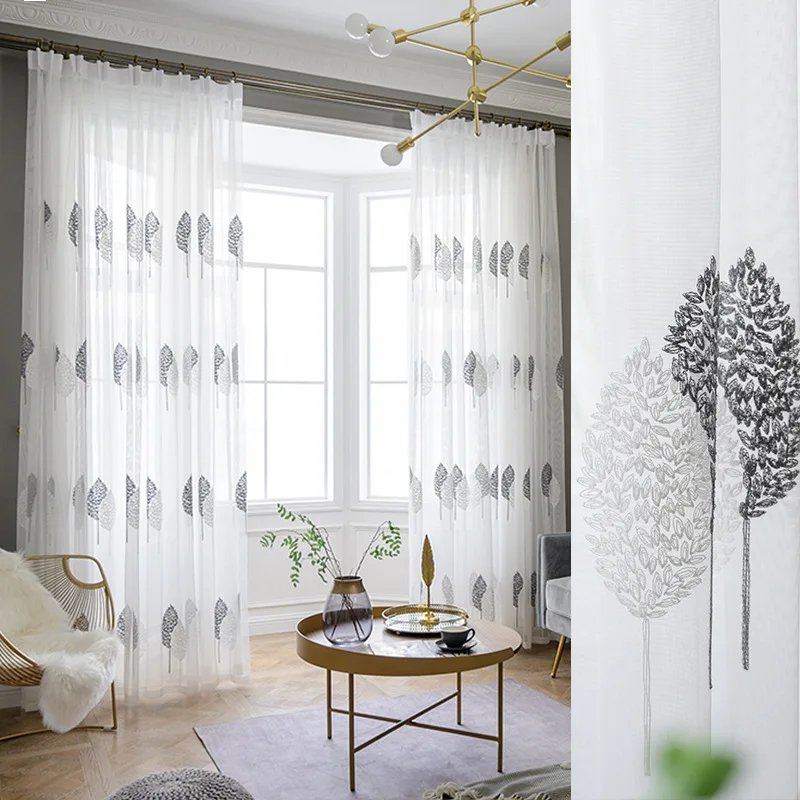 Embroidered Tulle Window Curtains Leaf Gauze Custom Curtains Finished Living Room White Yarn
Embroidered Tulle Window Curtains Leaf Gauze Custom Curtains Finished Living Room White Yarn