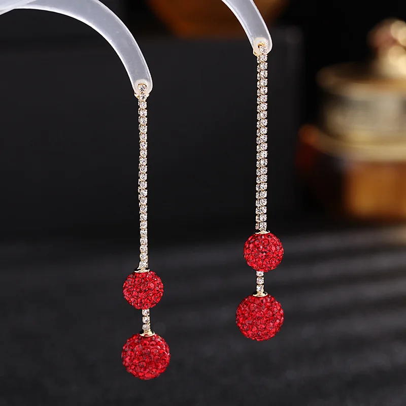 Crystal Red Ball Tassel Earrings Dangle Long Full Zircon Gold 925 Sterling Silver Needle Drop Earring Women Earrings Trendy 2020
Crystal Red Ball Tassel Earrings Dangle Long Full Zircon Gold 925 Sterling Silver Needle Drop Earring Women Earrings Trendy 2020