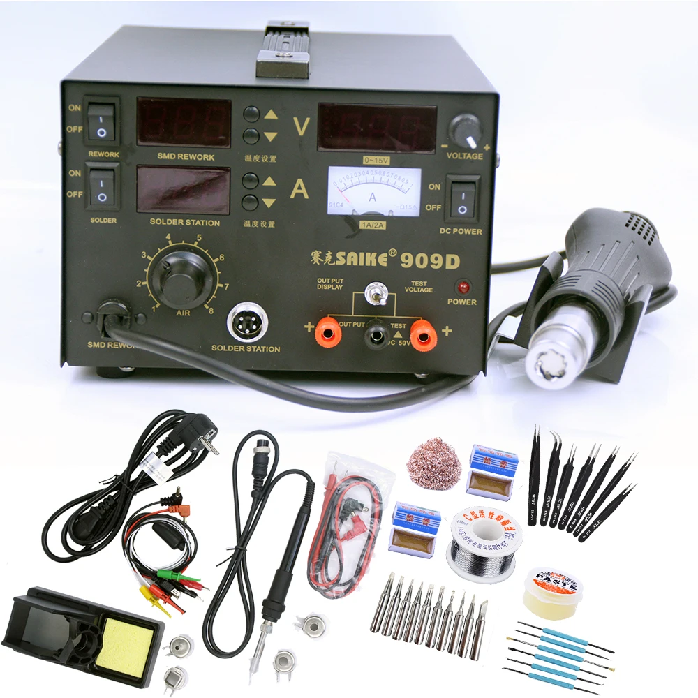 Ремонт наладочная станция SAIKE 909D паяльная станция, ремонтная станция 3 в 1, тепловая пушка, станция для распайки
Ремонт наладочная станция SAIKE 909D паяльная станция, ремонтная станция 3 в 1, тепловая пушка, станция для распайки