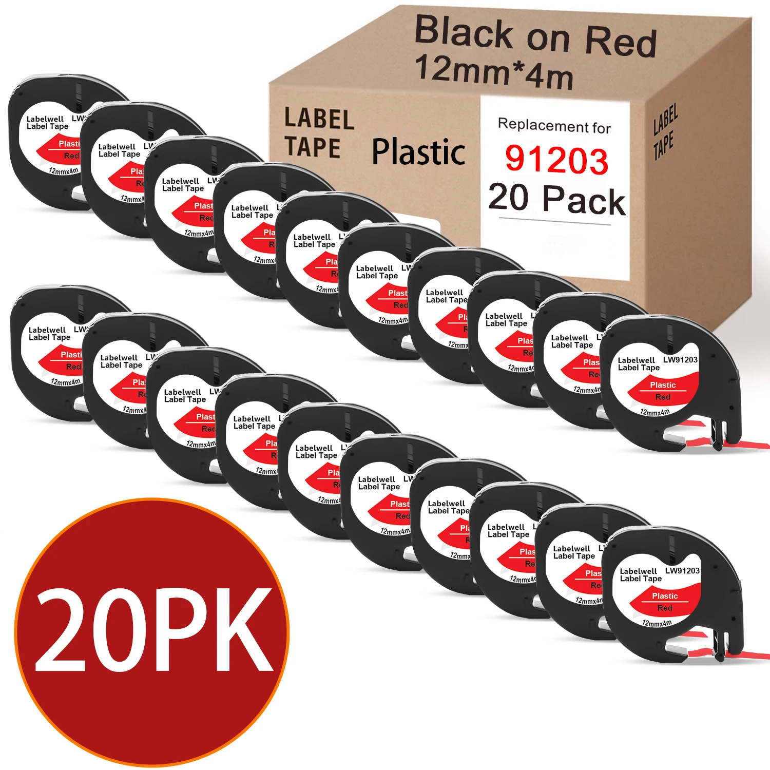 20PCS 91203 Labels For Dymo LetraTag Label Tape LT 91201 12267 91203 91204 91205 Black on White Plastic Label for Dymo LT-100H
20PCS 91203 Labels For Dymo LetraTag Label Tape LT 91201 12267 91203 91204 91205 Black on White Plastic Label for Dymo LT-100H