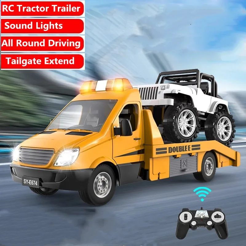 RC Truck Trailer 2.4G High Simulation RC Tractor Traffic Police Road Vehicle All Round Driving Sound Light RC Road Wrecker Cars
RC Truck Trailer 2.4G High Simulation RC Tractor Traffic Police Road Vehicle All Round Driving Sound Light RC Road Wrecker Cars