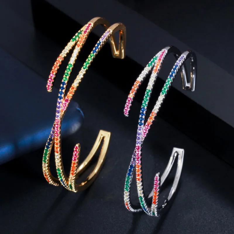CWWZircons Adjustable Geometric Cross Rainbow Color Cubic Zirconia Luxury Big Wide Bracelet Bangles for Women Jewelry BG033
CWWZircons Adjustable Geometric Cross Rainbow Color Cubic Zirconia Luxury Big Wide Bracelet Bangles for Women Jewelry BG033