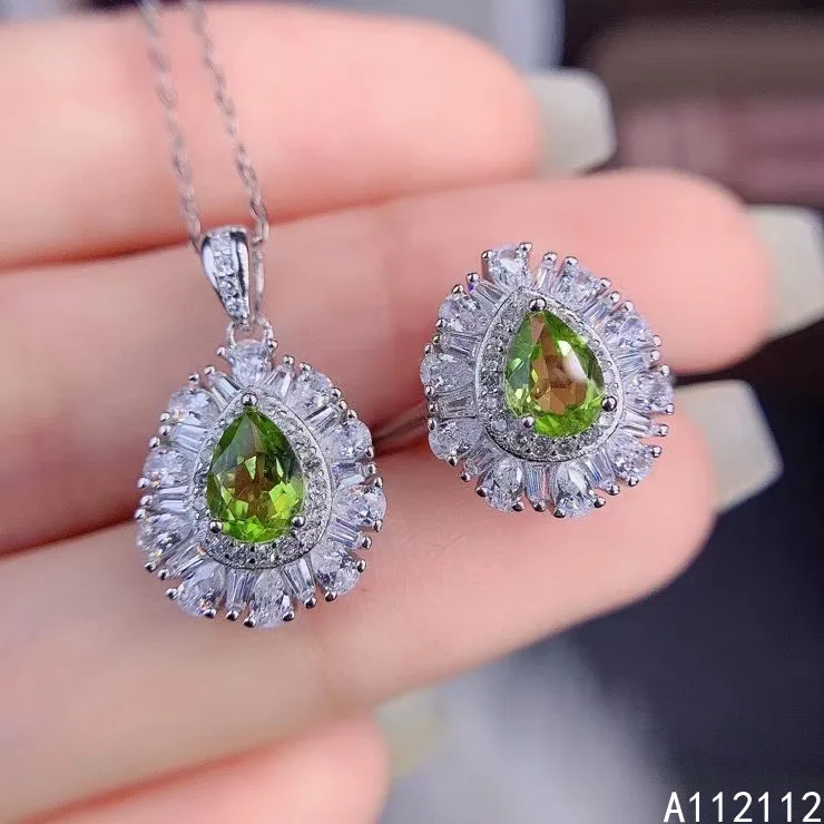 Fine Jewelry 925 Pure Silver Inset With Natural Gem Women's Luxury Popular Water Drop Peridot Pendant Ring Set Support Detection
Fine Jewelry 925 Pure Silver Inset With Natural Gem Women's Luxury Popular Water Drop Peridot Pendant Ring Set Support Detection