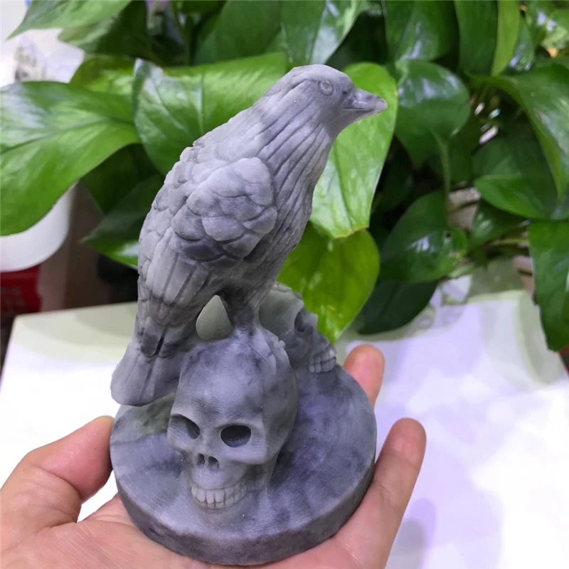 Natural Stone Crystal Crow Skull Hand-Carved Quartz Statue Healing Energy Mineral Home Decoration Accessories
Natural Stone Crystal Crow Skull Hand-Carved Quartz Statue Healing Energy Mineral Home Decoration Accessories