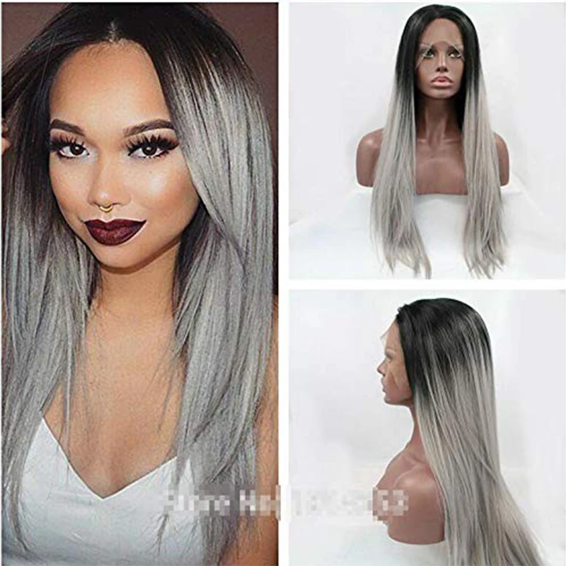 Straight Synthetic Lace Front Wig Curly Body Wave Long Black Ombre Gray With Dark Roots Wigs Frontal Glueless Hair For Women
Straight Synthetic Lace Front Wig Curly Body Wave Long Black Ombre Gray With Dark Roots Wigs Frontal Glueless Hair For Women