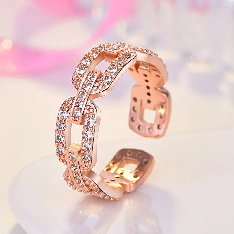 New Fashion Cute Romantic Simple Finger Rings Creative Chain Crystal Opening Ring Band Wedding Ring Jewelry Accessories Gift
New Fashion Cute Romantic Simple Finger Rings Creative Chain Crystal Opening Ring Band Wedding Ring Jewelry Accessories Gift