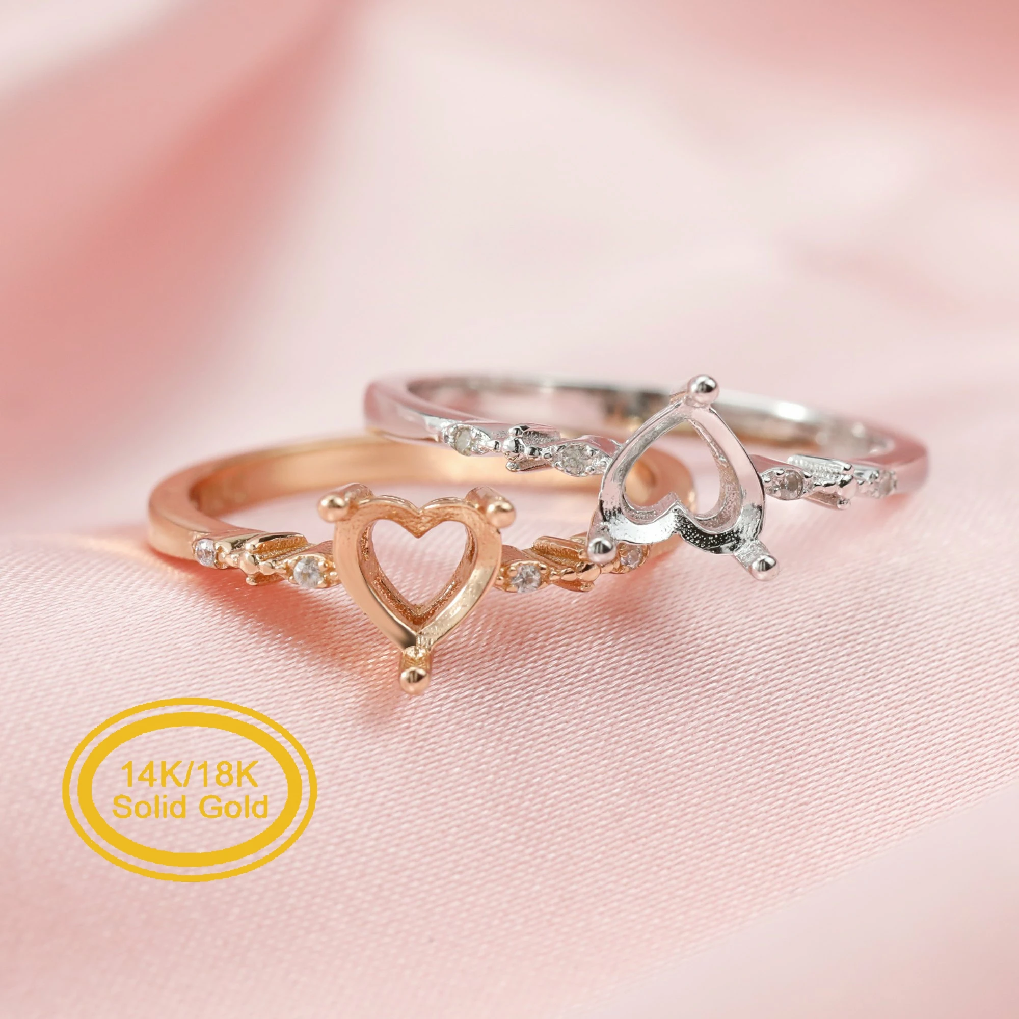 Heart Prong Ring Settings Solid 14K/18K Rose White Gold with Moissanite Accents DIY Bezel Tray for Diamond Gemstones 1294205
Heart Prong Ring Settings Solid 14K/18K Rose White Gold with Moissanite Accents DIY Bezel Tray for Diamond Gemstones 1294205