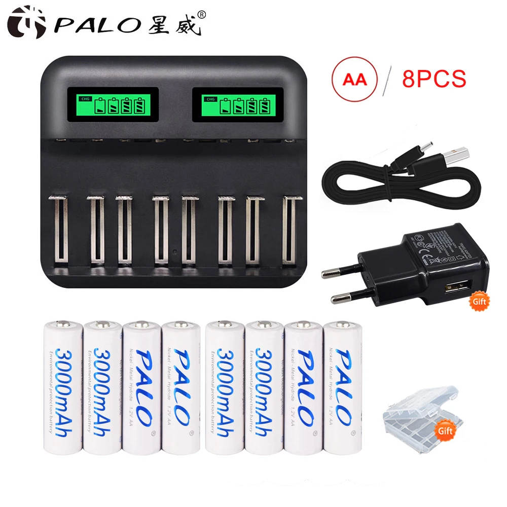 PALO 1.2V AA AAA rechargeable battery aa aaa battery Ni-MH LCD display charger For AA AAA C D Size Rechargeable Batteries
PALO 1.2V AA AAA rechargeable battery aa aaa battery Ni-MH LCD display charger For AA AAA C D Size Rechargeable Batteries