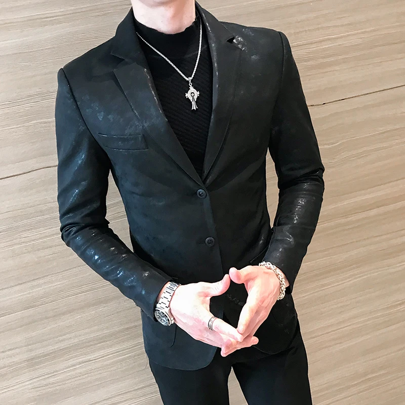 Fashion Prom Blazers For Men Business 2020 Autumn Terno Masculino Korean Suit Coat Slim Fit Blazer Hombre PU Leather Jacket
Fashion Prom Blazers For Men Business 2020 Autumn Terno Masculino Korean Suit Coat Slim Fit Blazer Hombre PU Leather Jacket