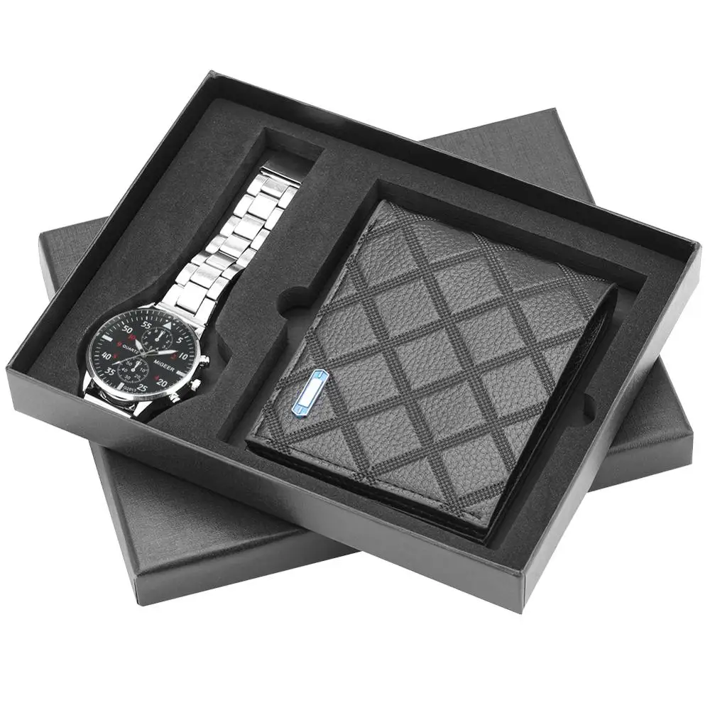 Men's Watches Stainless Steel/Leather Strap Quartz Wristwatch Leather Wallet Gift Set for Boyfriend for Dad
Men's Watches Stainless Steel/Leather Strap Quartz Wristwatch Leather Wallet Gift Set for Boyfriend for Dad
