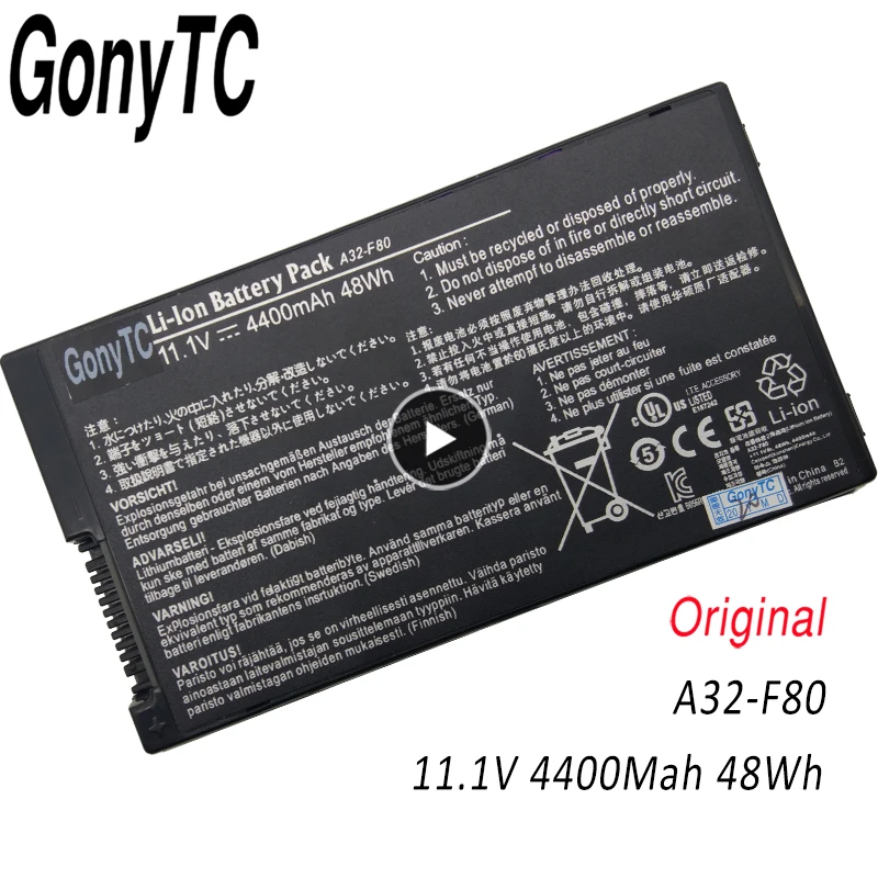 GONYTC A32-F80 Laptop Battery For ASUS A32-F80 F80 F80Cr F80s F81 F81E F83 F83Cr F83E F83S F83Se F83T K41 N60 N60D Pro83 Pro86
GONYTC A32-F80 Laptop Battery For ASUS A32-F80 F80 F80Cr F80s F81 F81E F83 F83Cr F83E F83S F83Se F83T K41 N60 N60D Pro83 Pro86