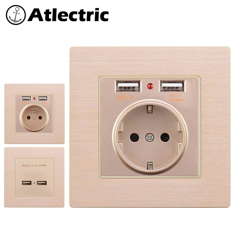 Atlectric EU FR Standard Wall Socket Power Socket Dual USB Interface For Mobile Aluminum Panel Outlet Power Adapter Plug
Atlectric EU FR Standard Wall Socket Power Socket Dual USB Interface For Mobile Aluminum Panel Outlet Power Adapter Plug
