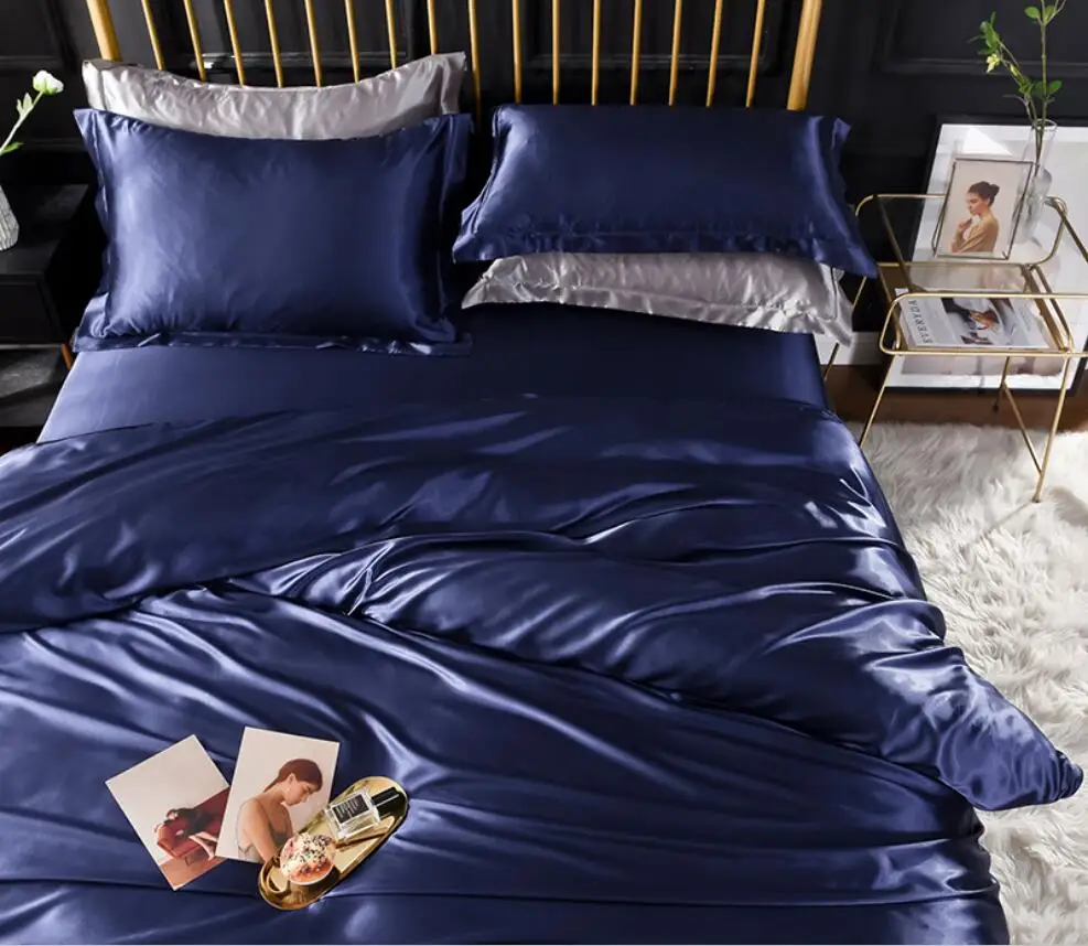 Королевский синий шелковый атласный комплект постельного белья Queen King Size Мягкий шелковистый пододеяльник Комплект простыни сплошной цвет Домашний текстиль
Королевский синий шелковый атласный комплект постельного белья Queen King Size Мягкий шелковистый пододеяльник Комплект простыни сплошной цвет Домашний текстиль