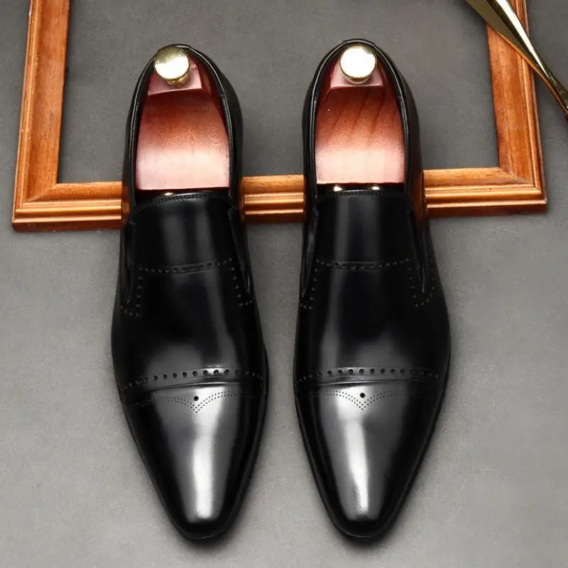 Pointed Toe Business Dress Men Shoes Trendy Carving Genuine Leather Wedding Shoes Mens Office Career Work Shoes Size 38-44
Pointed Toe Business Dress Men Shoes Trendy Carving Genuine Leather Wedding Shoes Mens Office Career Work Shoes Size 38-44