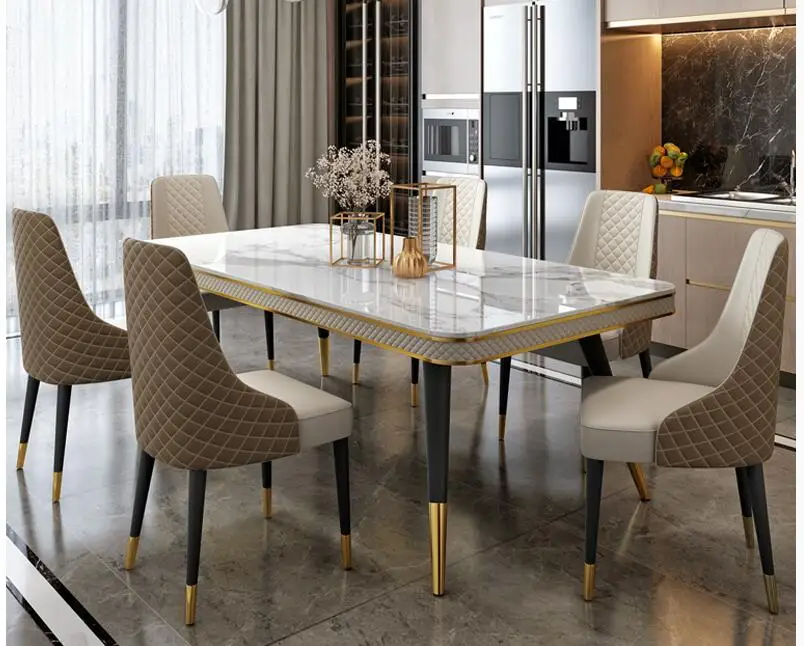 Marble countertop dining table and chair combination rectangular light luxury dining table
Marble countertop dining table and chair combination rectangular light luxury dining table