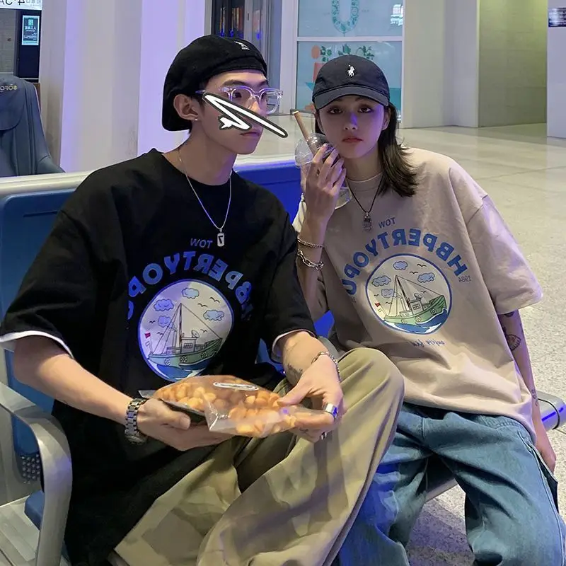 2022 New Men Tshirt Anime Letter Cartoon Print Loose Hip Hop High Street Casual Short-sleeved Shirt Women Lovers Streetwear
2022 New Men Tshirt Anime Letter Cartoon Print Loose Hip Hop High Street Casual Short-sleeved Shirt Women Lovers Streetwear