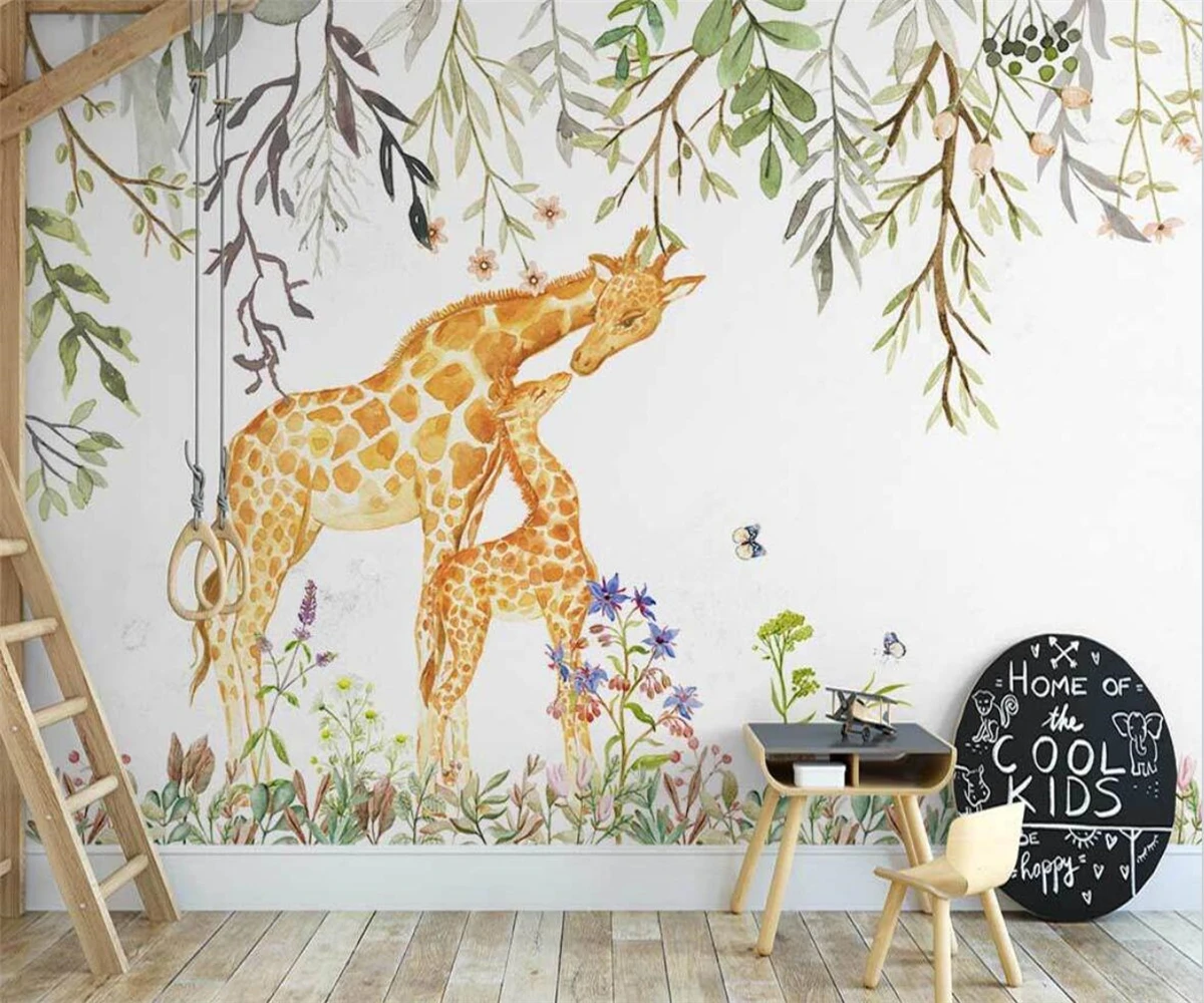 Custom wallpaper hand-painted flowers and plants giraffe children's room background wall painting home decoration 3d wallpaper
Custom wallpaper hand-painted flowers and plants giraffe children's room background wall painting home decoration 3d wallpaper