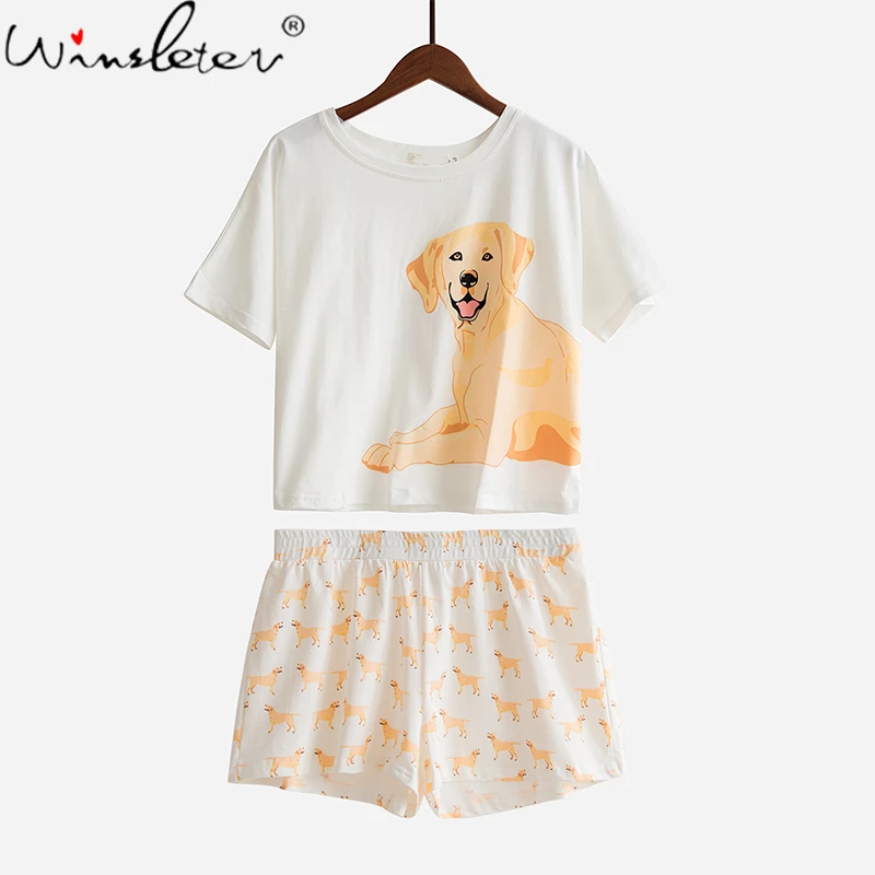 Dropshipping Yellow Labrador Pajama Sets Women Dog Print 2 Pieces Set Crop Top + Shorts Elastic Waist Loose Pajamas Homewear
Dropshipping Yellow Labrador Pajama Sets Women Dog Print 2 Pieces Set Crop Top + Shorts Elastic Waist Loose Pajamas Homewear