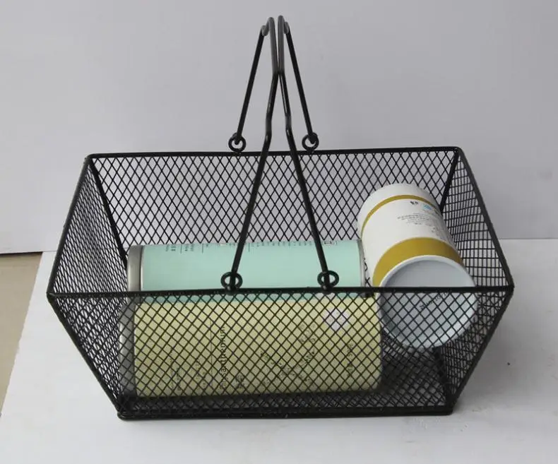 Black Cosmetics Storage Baskets Durable Hollowed Out Design Baskets with Handle Iron Wire Mesh Shopping Basket SN2228
Black Cosmetics Storage Baskets Durable Hollowed Out Design Baskets with Handle Iron Wire Mesh Shopping Basket SN2228