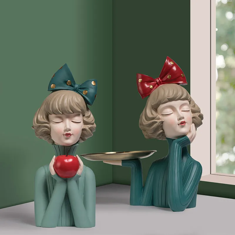Nordic Ins Resin Bow Girl Fruit Dish Tray Desktop Storage Abstract Figure Sculpture Modern Home Decoration Children's Girls Room
Nordic Ins Resin Bow Girl Fruit Dish Tray Desktop Storage Abstract Figure Sculpture Modern Home Decoration Children's Girls Room