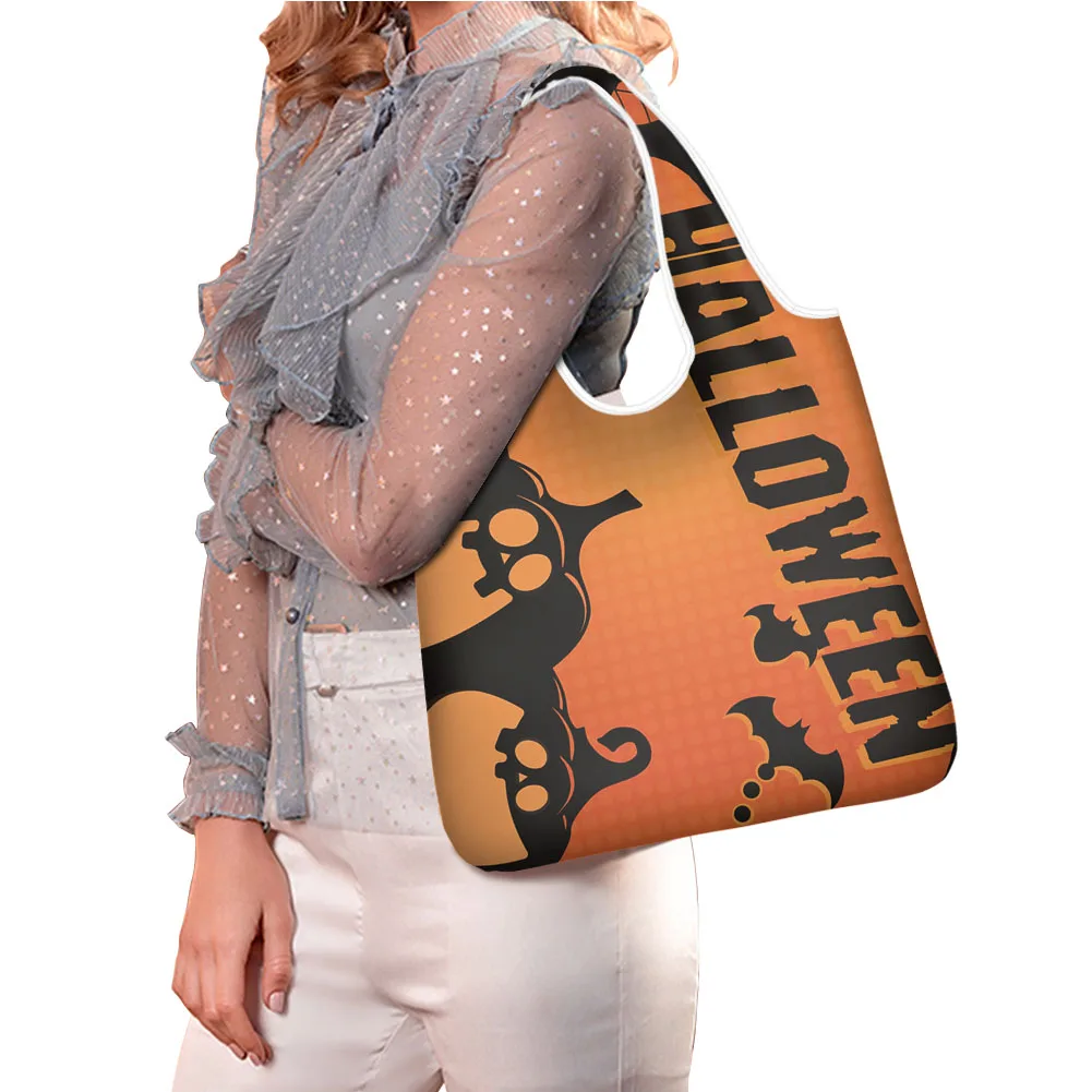 Brand Women Shopping Tote Bags Halloween Letter Print Reusable Lady Shoulder Bag Portable Storage Handbags Foldable Shopper Bags
Brand Women Shopping Tote Bags Halloween Letter Print Reusable Lady Shoulder Bag Portable Storage Handbags Foldable Shopper Bags