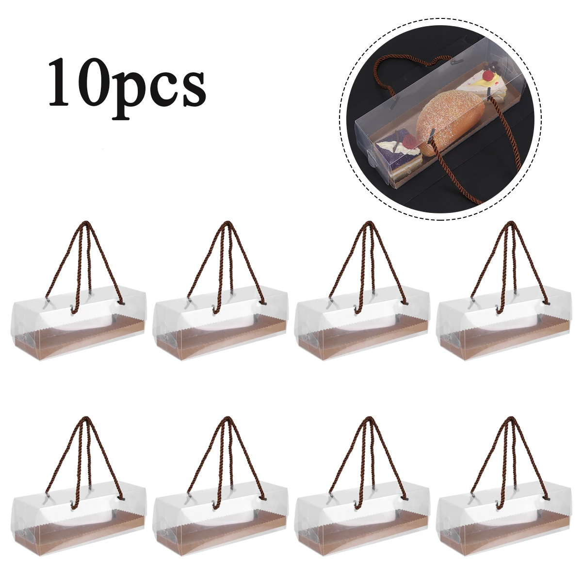 10pcs Portable Cheesecake Carrier And Packaging Box With Handle Rectangle Clear Container Cake Box Baking Cake Storage Box
10pcs Portable Cheesecake Carrier And Packaging Box With Handle Rectangle Clear Container Cake Box Baking Cake Storage Box