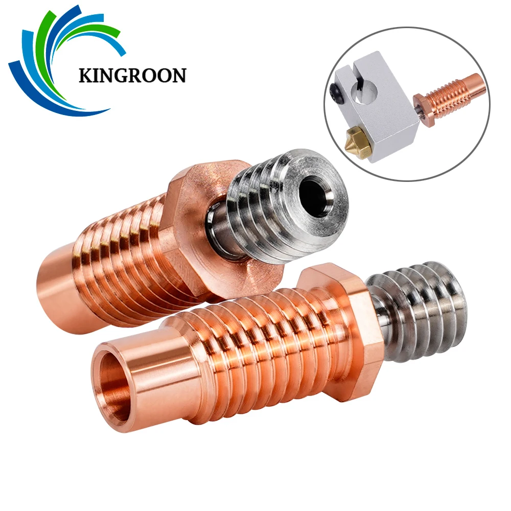 KINGROON 2pcs All Metal E3D V6 Throat Copper Titanium Alloy 3D Printer Hotend Throat For ender Prusa i3 MK3 For 1.75mm Filament
KINGROON 2pcs All Metal E3D V6 Throat Copper Titanium Alloy 3D Printer Hotend Throat For ender Prusa i3 MK3 For 1.75mm Filament