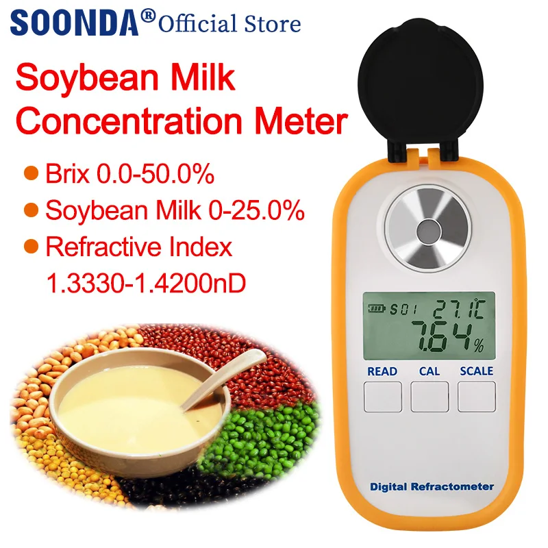 Soybean Milk Concentration Meter 0-25.0% Digital Soymilk Concentrometer Refractometer Brix Meter 0.0-50.0% Sugar Tester
Soybean Milk Concentration Meter 0-25.0% Digital Soymilk Concentrometer Refractometer Brix Meter 0.0-50.0% Sugar Tester