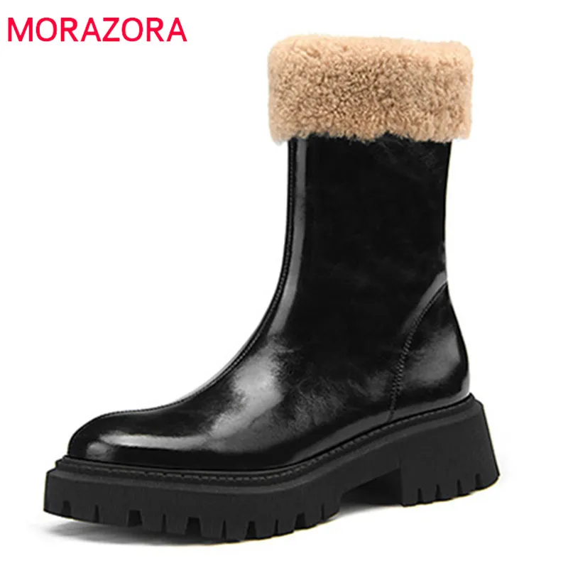MORAZORA 2022 Genuine Leather Snow Boots Women Shoes Zip Square Heels Fashion Casual Winter Shoes Women Ankle Boots Black
MORAZORA 2022 Genuine Leather Snow Boots Women Shoes Zip Square Heels Fashion Casual Winter Shoes Women Ankle Boots Black