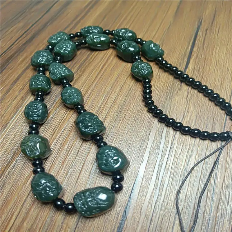 Xinjiang Hetian Jade Green Jade Buddhism Eighteen Arhats Necklace Pendant Chain Lanyard Men's and Women's Sweater Chain Gift
Xinjiang Hetian Jade Green Jade Buddhism Eighteen Arhats Necklace Pendant Chain Lanyard Men's and Women's Sweater Chain Gift