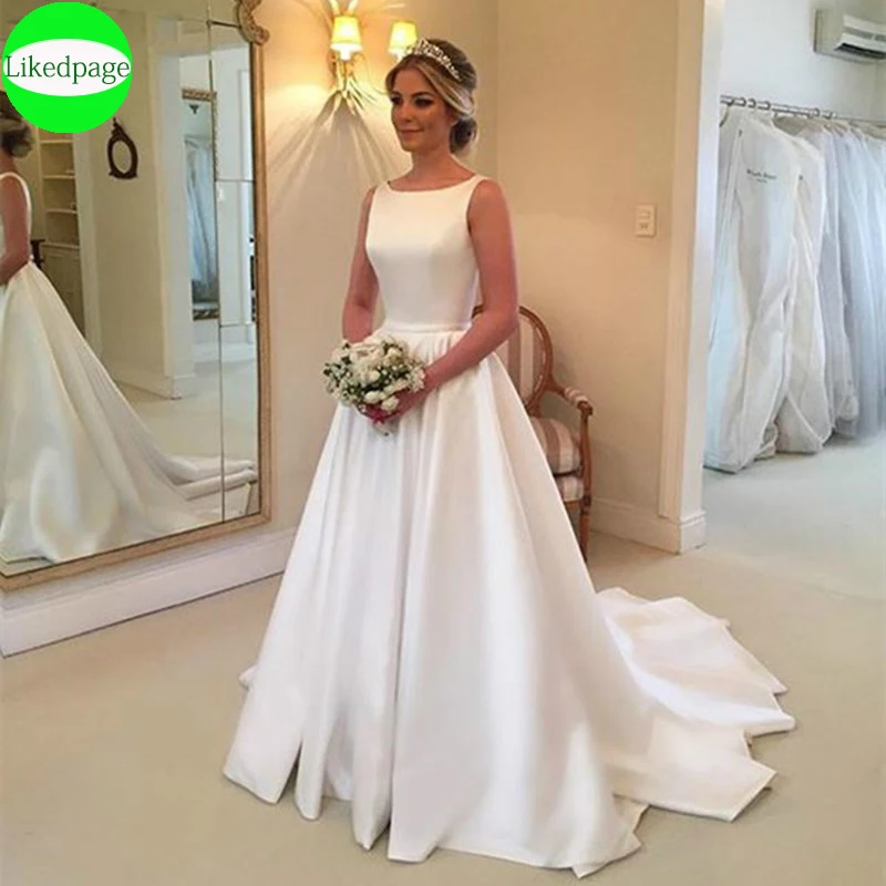 White Satin Wedding Dresses 2020 Vestidos De Novia A Line Backless Simple Bridal Gowns Vestido De Casameto Cheap Robe De Mariage
White Satin Wedding Dresses 2020 Vestidos De Novia A Line Backless Simple Bridal Gowns Vestido De Casameto Cheap Robe De Mariage