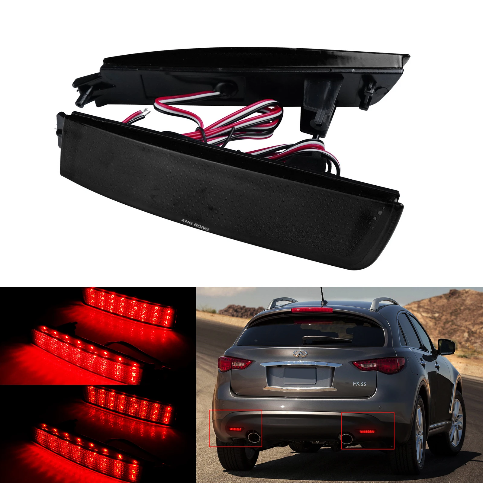 ANGRONG For Nissan Juke Murano Quest Infiniti FX35 FX50 LED Bumper Reflector Brake Light Black Smoked Lens
ANGRONG For Nissan Juke Murano Quest Infiniti FX35 FX50 LED Bumper Reflector Brake Light Black Smoked Lens