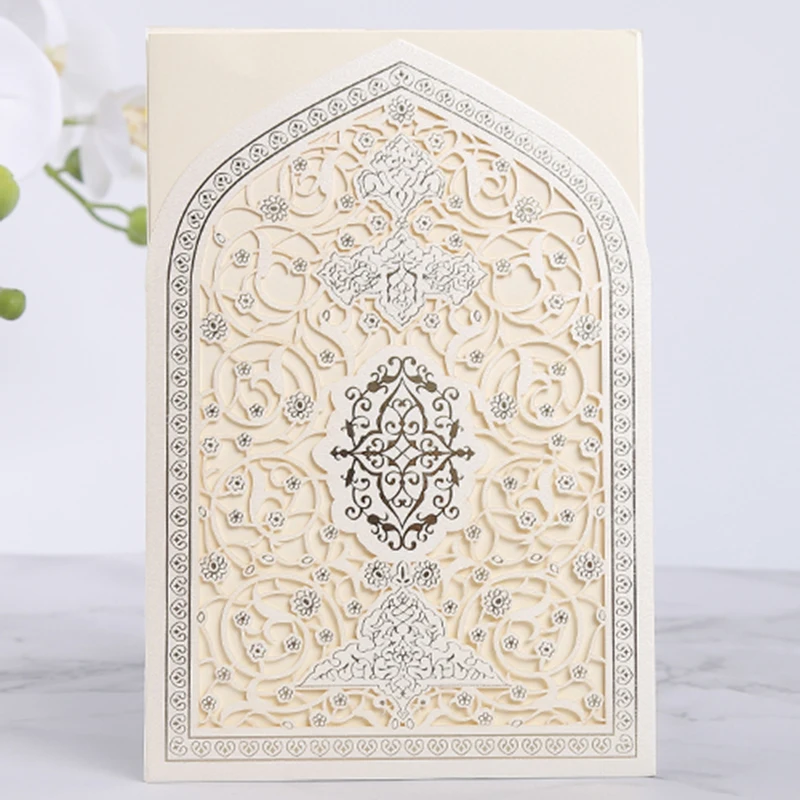 50pcs Hollow Laser Cut Wedding Invitation Cards Favors Greeting Card Print Islamic Muslim Card Ramadan Decoration Party Supplies
50pcs Hollow Laser Cut Wedding Invitation Cards Favors Greeting Card Print Islamic Muslim Card Ramadan Decoration Party Supplies