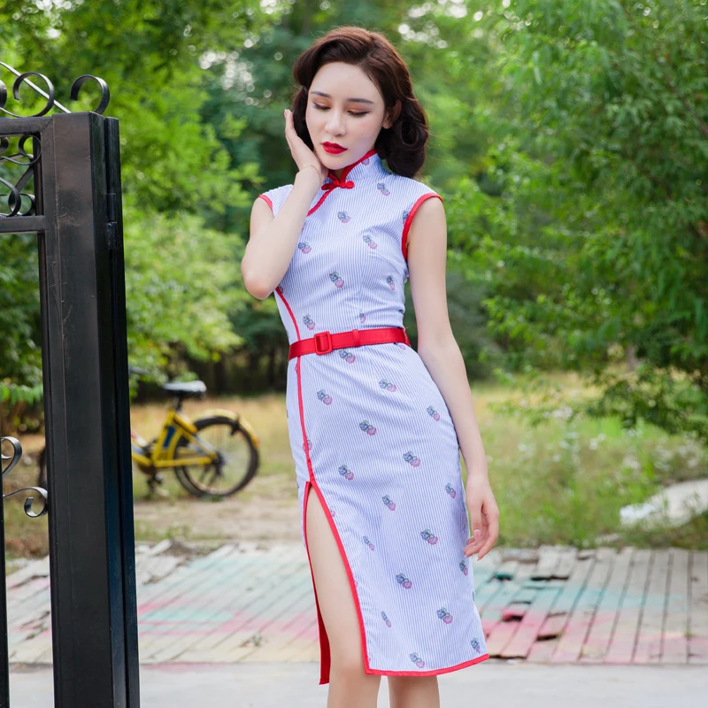 Elegant temperament dress summer Women Retro Dress Party Vestidos catwalk Chinese style cheongsam dress
Elegant temperament dress summer Women Retro Dress Party Vestidos catwalk Chinese style cheongsam dress