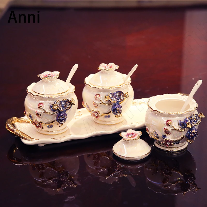 European Ceramic Spice Jar Set Creativity Modern Flower Relief Craft Oil Salt Sugar Seasoning Storage Jar Home Kitchen Tableware
European Ceramic Spice Jar Set Creativity Modern Flower Relief Craft Oil Salt Sugar Seasoning Storage Jar Home Kitchen Tableware