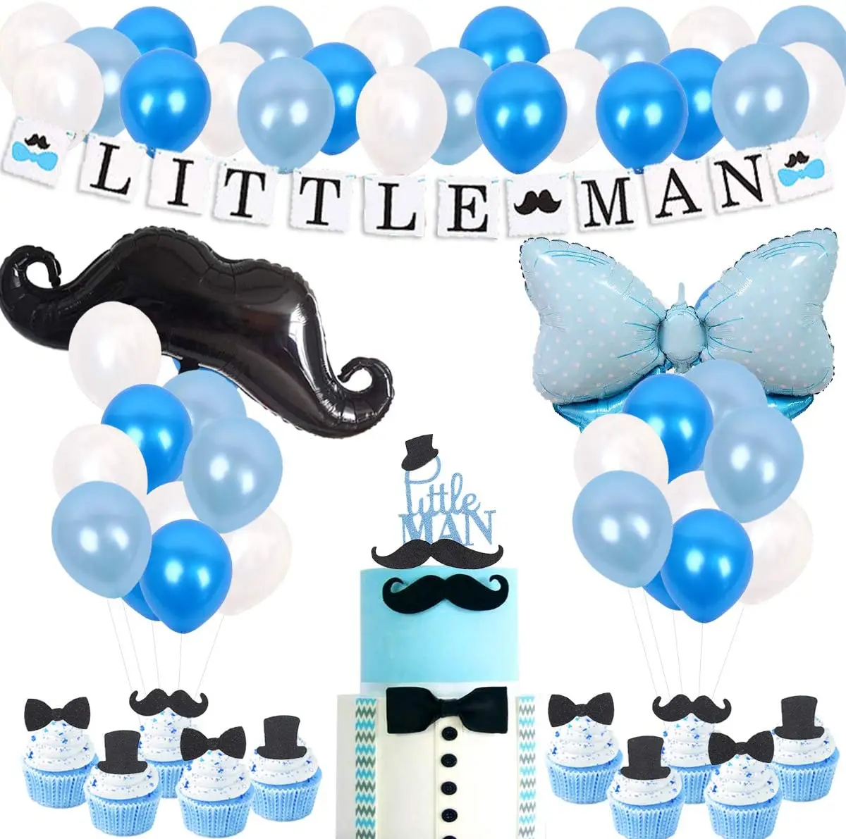 Little Man Banner Baby Shower Decoration Mustache Bow tie Foil Balloon Cake Topper for Baby Boy Birthday Party Supplies
Little Man Banner Baby Shower Decoration Mustache Bow tie Foil Balloon Cake Topper for Baby Boy Birthday Party Supplies
