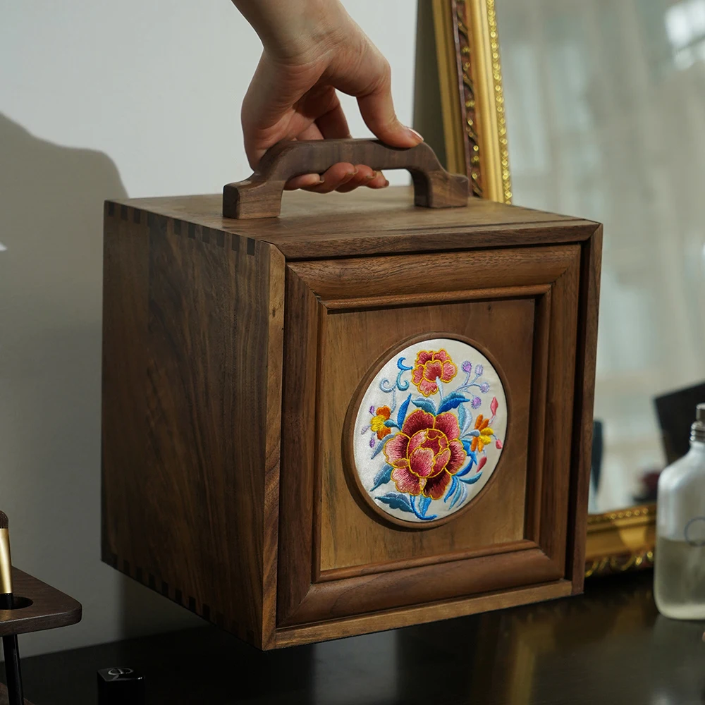 North America Black Walnut Solid Wood Desktop Storage Box Chinese Retro Portable Drawer Wooden Cosmetic Case Jewelry Box
North America Black Walnut Solid Wood Desktop Storage Box Chinese Retro Portable Drawer Wooden Cosmetic Case Jewelry Box