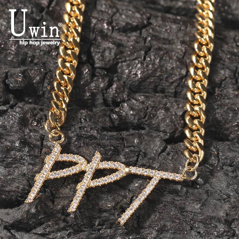 Uwin Brush Letters Custom Name Necklace With 6mm Cuban Chain Cubic Zirconia Gold Silver Color Necklace Fashion Hiphop Jewelry
Uwin Brush Letters Custom Name Necklace With 6mm Cuban Chain Cubic Zirconia Gold Silver Color Necklace Fashion Hiphop Jewelry