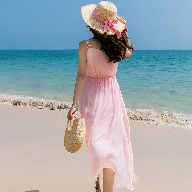 Pink Dress Women Beach Long Summer Dress Boho Party Dresses Real Silk Vestidos Casual Ladies Maxi Dresses 2020 LWL1583
Pink Dress Women Beach Long Summer Dress Boho Party Dresses Real Silk Vestidos Casual Ladies Maxi Dresses 2020 LWL1583