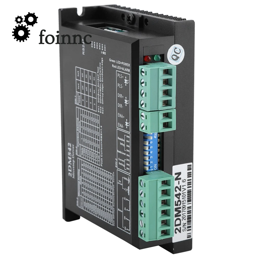 Контроллер шагового двигателя 2DM542-N Leadshine, 2-фазный цифровой Драйвер шагового двигателя 18-48 В постоянного тока макс. 4,2 а для двигателей серии 57 86.
Контроллер шагового двигателя 2DM542-N Leadshine, 2-фазный цифровой Драйвер шагового двигателя 18-48 В постоянного тока макс. 4,2 а для двигателей серии 57 86.