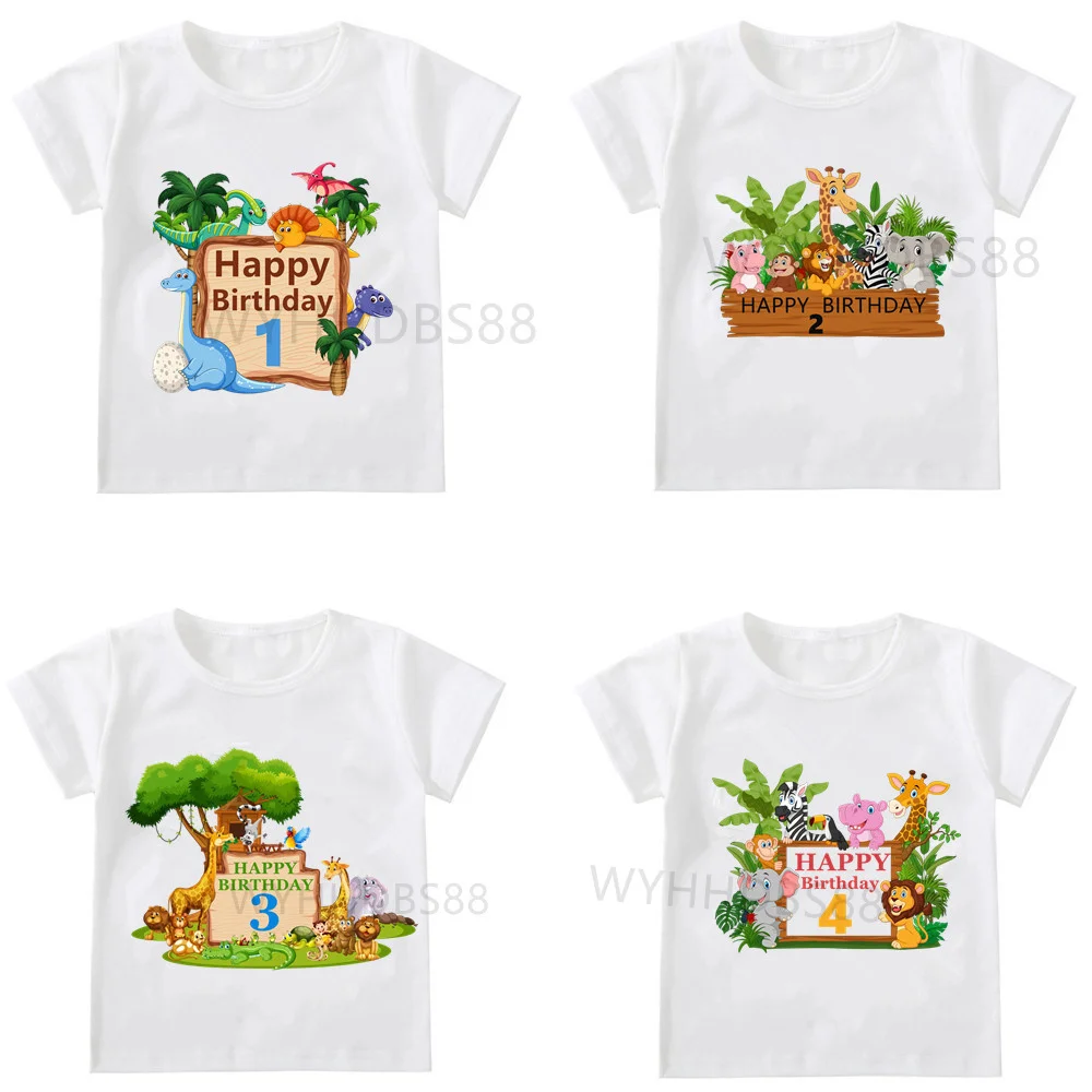 Boys Animals Birthday Number Print T Shirt Children Birthday Party Boy T-shirts Boy&Girl Funny Gift Tshirt Present 1-10
Boys Animals Birthday Number Print T Shirt Children Birthday Party Boy T-shirts Boy&Girl Funny Gift Tshirt Present 1-10