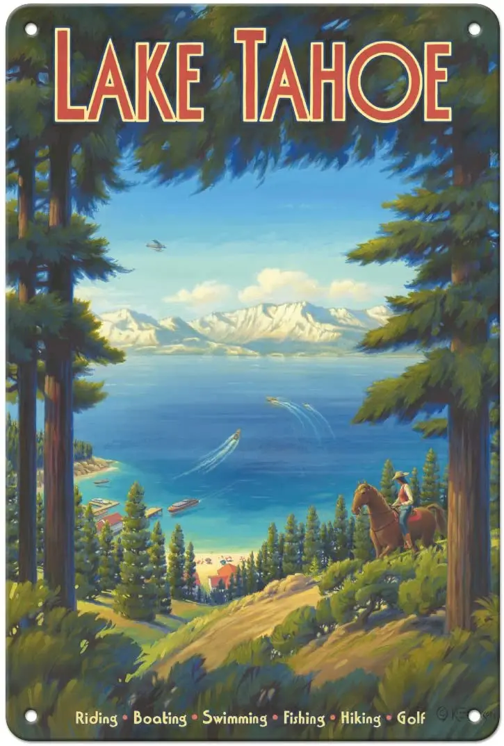 Pacifica Island Art Lake Tahoe, California - Riding, Boating, Swimming, Fishing, Hiking, Golf - Vintage Travel Poster by Kerne
Pacifica Island Art Lake Tahoe, California - Riding, Boating, Swimming, Fishing, Hiking, Golf - Vintage Travel Poster by Kerne
