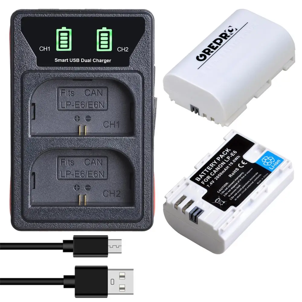 2x 2650mAh LP-E6 LP E6 LPE6 Battery + LED Dual USB Charger with type-C port for Canon EOS 5DS R 5D Mark II 5D Mark III 6D 7D 80D
2x 2650mAh LP-E6 LP E6 LPE6 Battery + LED Dual USB Charger with type-C port for Canon EOS 5DS R 5D Mark II 5D Mark III 6D 7D 80D