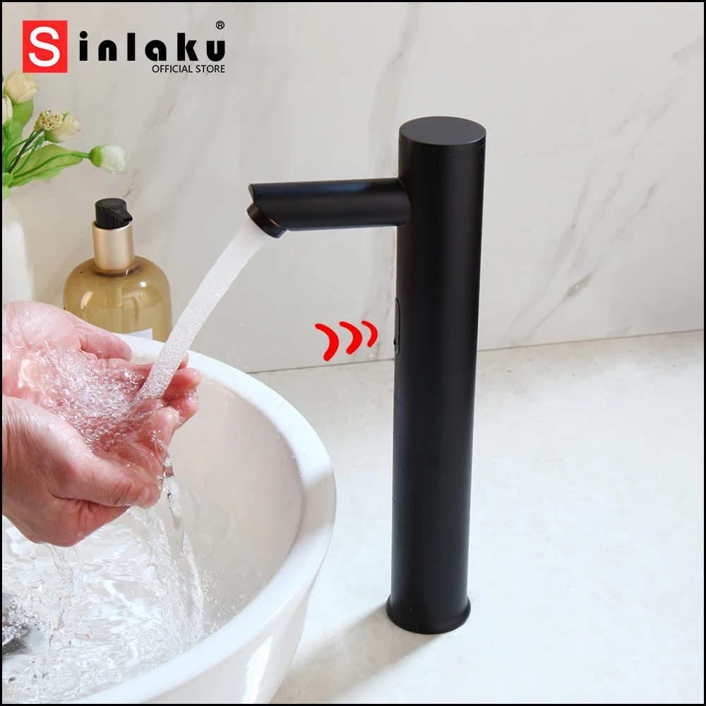 SINLAKU Matte Black Automatic Sensor Bathroom Faucet Solid Brass Hot & Cold Water Mixer Basin Faucet Touch-Free Infrared Tap
SINLAKU Matte Black Automatic Sensor Bathroom Faucet Solid Brass Hot & Cold Water Mixer Basin Faucet Touch-Free Infrared Tap