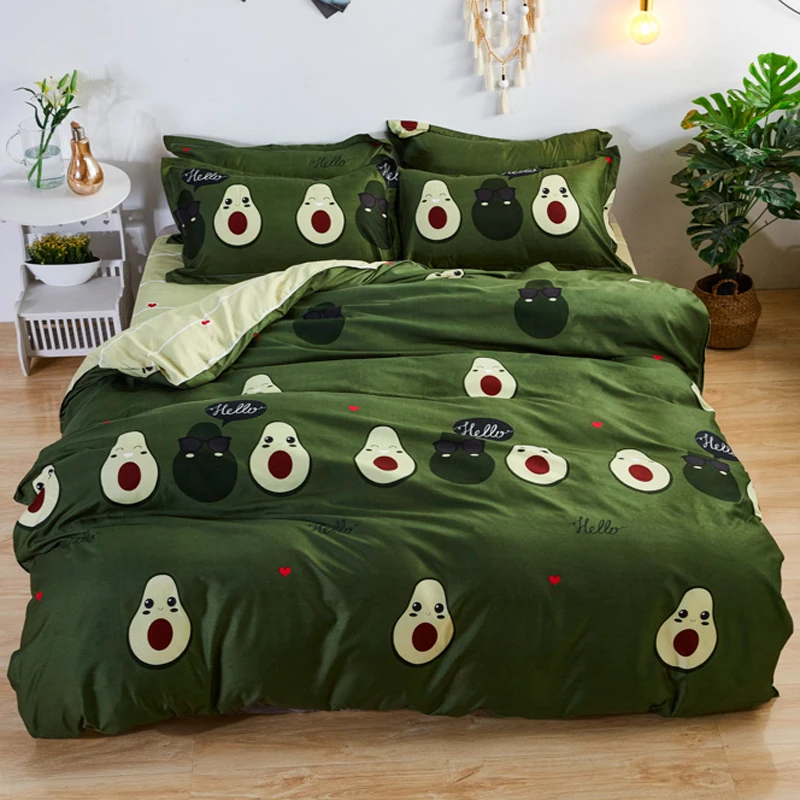 Fruit Cartoon Bedding Set for Kids Adult Duvet Cover King Queen Size Printing Bed Set Green Home Textiles Bedclothes 3/4pcs
Fruit Cartoon Bedding Set for Kids Adult Duvet Cover King Queen Size Printing Bed Set Green Home Textiles Bedclothes 3/4pcs