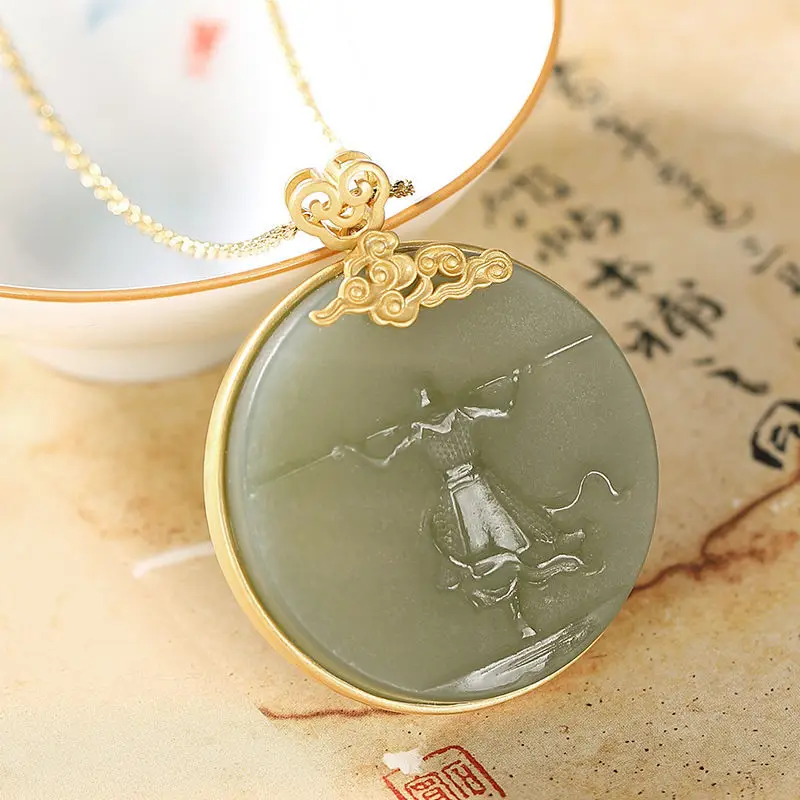 Silver Inlaid Natural Hetian Jade Pendant Necklace Chinese Retro Journey To The West Light Luxury Charm Women's Brand Jewelry
Silver Inlaid Natural Hetian Jade Pendant Necklace Chinese Retro Journey To The West Light Luxury Charm Women's Brand Jewelry