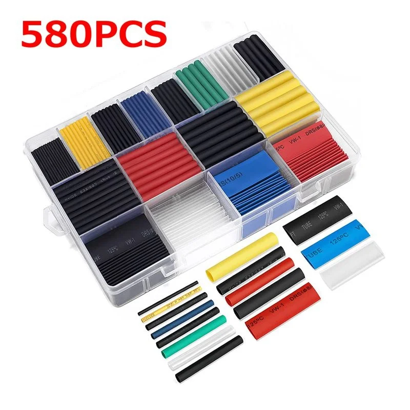 580pcs/box Heat Shrink Assortment Electronic 2:1 Wrap Wire Cable Insulated Polyolefin Heat Shrink Tube Ratio Tubing Insulation
580pcs/box Heat Shrink Assortment Electronic 2:1 Wrap Wire Cable Insulated Polyolefin Heat Shrink Tube Ratio Tubing Insulation